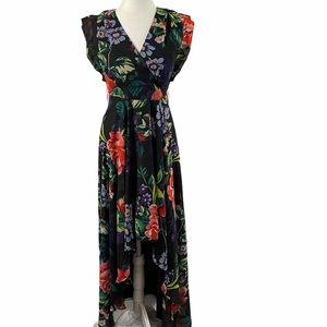 INC Blue Floral Chiffon Hi-Lo Dress sz 0